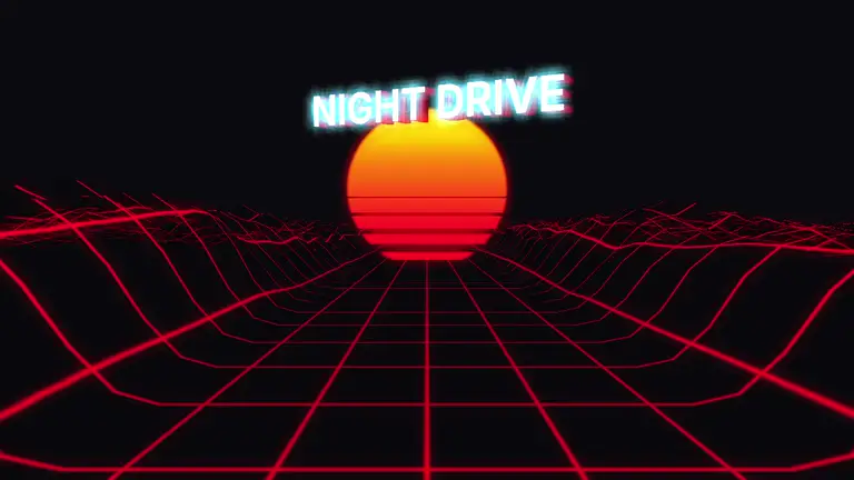 3D Outrun: 16:9 music visualizer made in Shimga