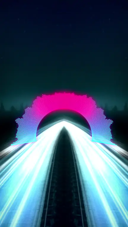 Synthwave Sunset: 9:16 music visualizer made in Shimga