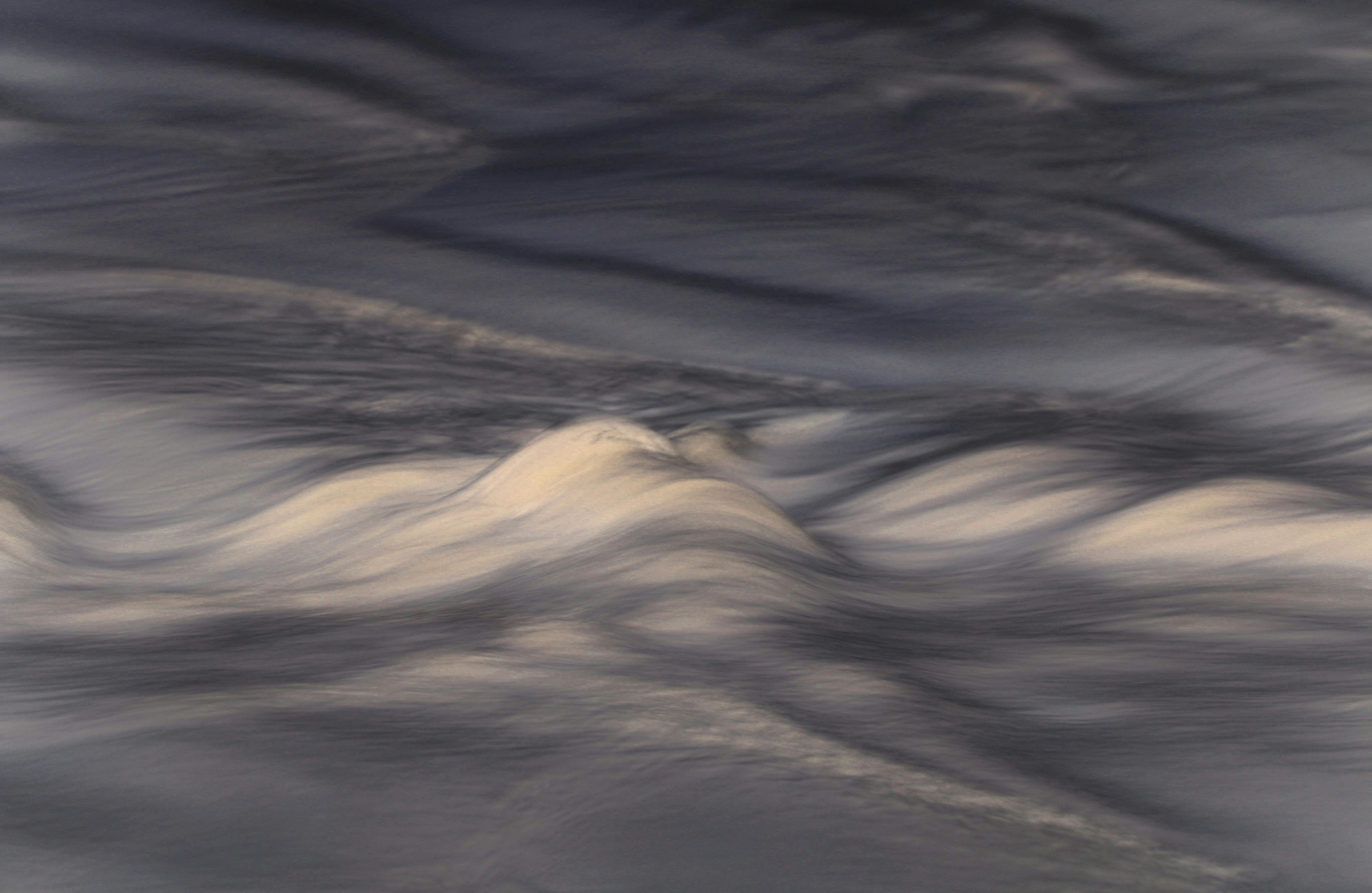 One-sided sound wave voice message art over a moody photo background